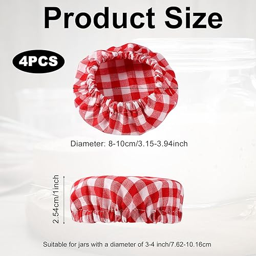 4pcs Couvercle en Tissu, Coton à Carreaux Pot de Démarrage au Levain Élastiques Non Blanchies Réutilisables Housse de Bol à Levain pour Bouche de Pot de 7,62 à 10,16cm (Jaune) - Nail Gallerys
