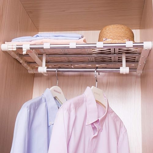 BAOYOUNI Extensible Armoire étagère réglable séparateur de Rack de Stockage par Organiseur intercalaire Support Cintre Tige pour Placard de Cuisine de Salle de Bain Bibliothèque Compartiment, 55-90cm - Nail Gallerys