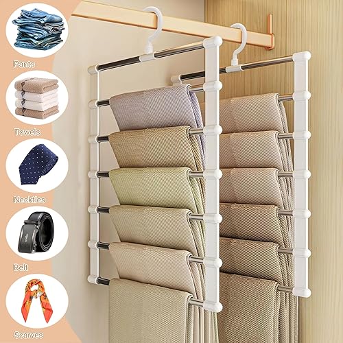 XULIERUX 2 Pièces Cintre Pantalon Pliable, Cintre Gain De Place pour Armoire, Cintre Pliable pour Pantalons, Jupes, Foulards, Cravates, Ceintres, Draps - Nail Gallerys