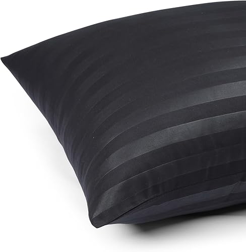 Moonlight Bedding Lot de 2 taies d'oreiller à rayures grises 48 x 74 cm, 100 % microfibre de qualité hôtelière, super douce et respirante - Nail Gallerys