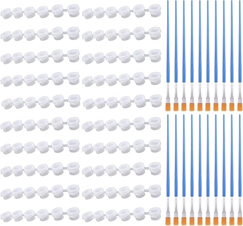 SuanQ 20 Bandes 120 Pots Pots de Peinture Vides Bandes Mini RéCipients de Stockage Transparents et 20 PièCes SéRies Pinceaux de Peinture Artisanat de Peinture - Nail Gallerys