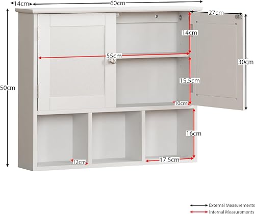 Bath Vida Milano Meuble de salle de bains à 2 portes avec tiroir, mural, blanc - Nail Gallerys