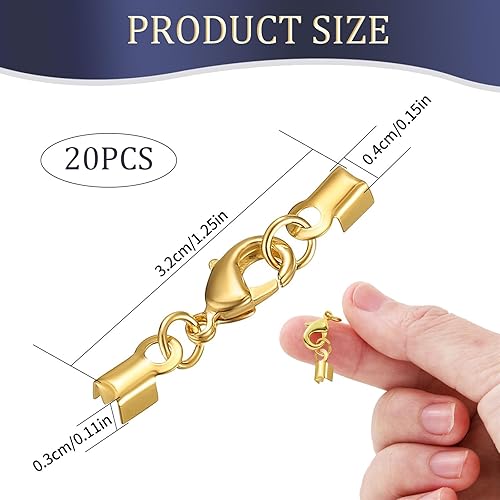 Pince de Homard Fermoir, 20 Pièces fermoir collier qualité,fermoir bracelet, Fermoirs de Griffe avec Embout de Cordon, Fermoir Attach avec Chaîne d'Extension, pour Bracelets Collier Boucles d'oreilles - Nail Gallerys