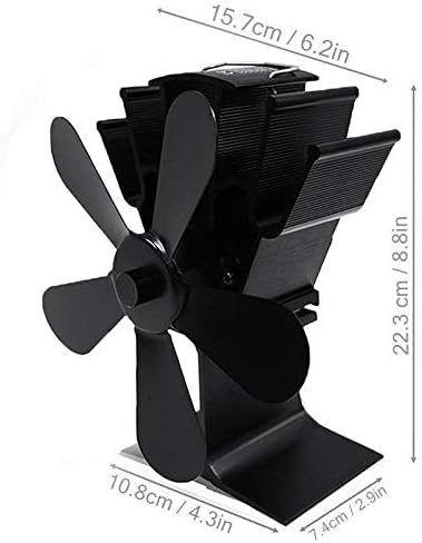 Lesgos Ventilateur de poêle alimenté par la Chaleur, opération silencieuse 5 Blades Auto-alimentée, Eco Friendly - Efficace Heat Distribution Wood Log Burner for Wood Burning Stove Log Burn Fireplace - Nail Gallerys