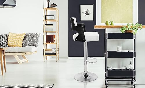 Menzzo Russel Chêne Lot de 2 Chaises de Bar Polyuréthane Clair/Noir 46 x 44 x 88 cm - Nail Gallerys