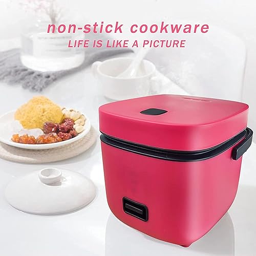 Cuiseur à riz 1,2 l avec cuiseur vapeur, cuisson antiadhésive, protection haute température, fonctionnement à une touche Parfait pour une ou deux personnes pour cuisiner du riz (Rouge rouge) - Nail Gallerys