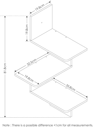 Furinno Rossi Modern Étagère Murale d'Angle Flottante à 3 Niveaux, Chêne Français Gris/Noir, Bois dense, One Size - Nail Gallerys