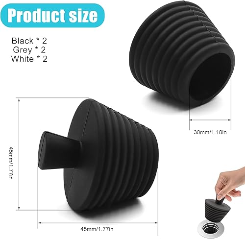 GZqiancang 6 Pièces Bouchon Baignoire, Silicone Bouchon Lavabo pour Lavabo, Baignoire, Égouts, Salle De Bain, Cuisine(Noir/Gris/Blanc) - Nail Gallerys