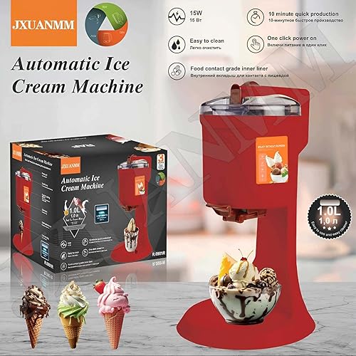 Machine à CrèMe GlacéE Italienne 1000Ml, 220V Machines à crème glacée pour la Maison, Machine à Sorbet au Yaourt congelé, pour mélangeur Portable à la Maison,Red - Nail Gallerys