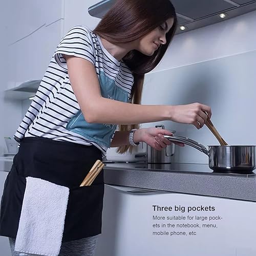 ZLXFT Tablier Réglable avec Poches, Tablier de Cuisine Tablier de Cuisine, Tablier à Cravate Avant Noir, Tablier Taille Courte, pour Chef Service Restaurant Bar Café - Nail Gallerys