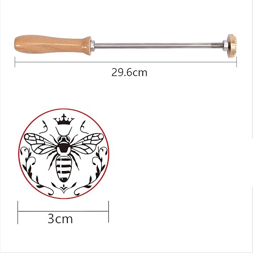 SUPERFINDINGS 30mm Motif Abeilles Dorées Estampage Gaufrage Soudure Laiton avec Tampon Bois Marquage Fer BBQ Thermocollant pour Gâteau Bois Cuir et la Plupart des Plastiques - Nail Gallerys