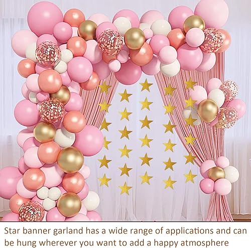WUMUZAI Lot de 5 guirlandes d'étoiles à suspendre - 20 m - En papier pailleté - Banderole pour anniversaire, fête prénatale, Noël, décoration de mariage, vacances, or pailleté - Nail Gallerys
