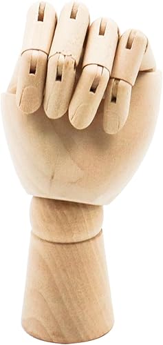 NUZAMAS Statue de mannequin de main en bois pour la maison, le bureau, la décoration, 17,8 cm, main gauche, mannequin d'art pour la main, bijoux, présentation, décoration, croquis, peinture - Nail Gallerys