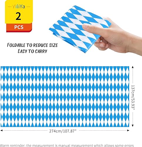 YiliYa Lot de 2 Chemin de Table Losange-Bleu Nappes pour Fête de Bière Nappes Bavarois Bleu Blanc Décoration pour Bavière Oktoberfest Fournitures de Fête 137 x 274 cm - Nail Gallerys