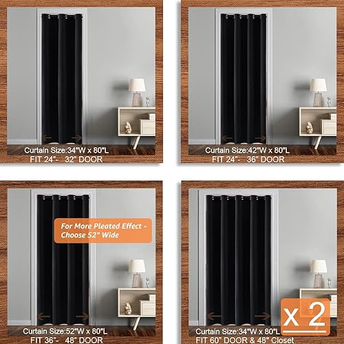 Rideaux de placard pour chambre à coucher, porte de placard, rideau de porte pour porte, intimité, imitation accordéon, à deux volets, œillets coulissants faciles à glisser pour garder la chaleur à - Nail Gallerys