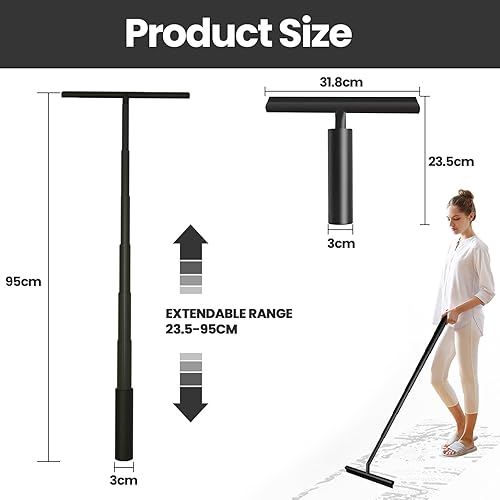 LORESJOY Raclette de Douche, Raclette Douche Noir, Extensible jusqu'à 95 cm, Raclette Salle de Bain, Silicone Raclette, Nettoyage sans Traces pour Porte en Verre - Nail Gallerys