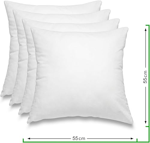 wometo Lot de 4 oreillers 100% Plumes 55x55 cm - 750g oekoTex Coussin de Remplissage Housse Coton Blanc I Oreiller intérieur/Remplissage de Coussin/Petit Oreiller (4 pièces) - Nail Gallerys