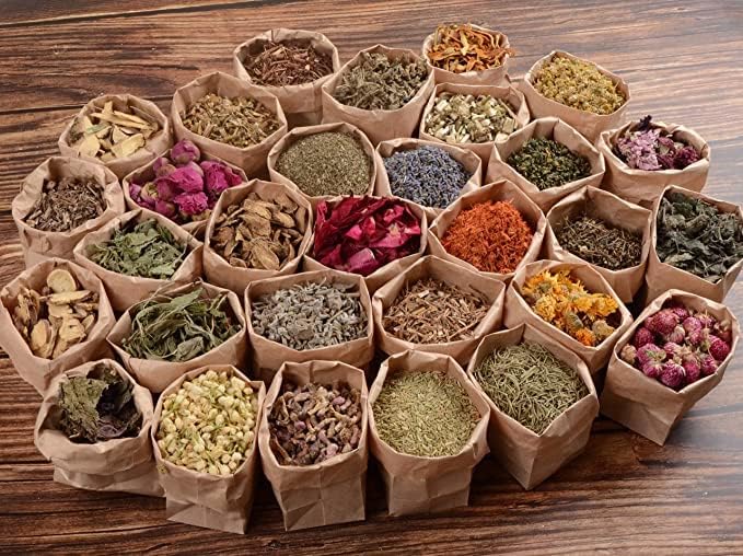 Herbes séchées pour fournitures de sorcellerie et outils pour la protection des sorts magiques à base de plantes – 30 herbes wiccan pour autel wiccan – Herbes séchées avec cuillère en cristal - Nail Gallerys