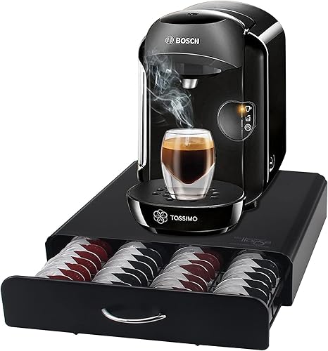 EVER RICH® - Support pour Capsules de Café T-Disc Bosch Tassimo | Tiroir de Rangement pour 64 Pièces | Design Anti-Vibrations (Métal / Noir) - Nail Gallerys