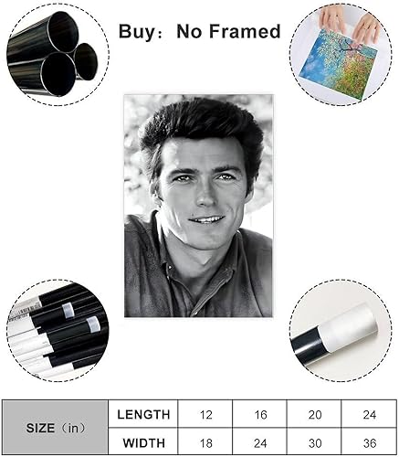 saedba Clint Eastwood Poster sur toile pour décoration murale de salon, chambre à coucher 20 x 30 cm - Nail Gallerys