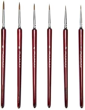 Fuumuui belette Poils de martre Miniature Miniature Fine détail Ensemble de pinceaux pour Aquarelle, Huile, Peinture Acrylique, Ongles, Peinture par numéros, Visage, Peinture à l'échelle - Nail Gallerys