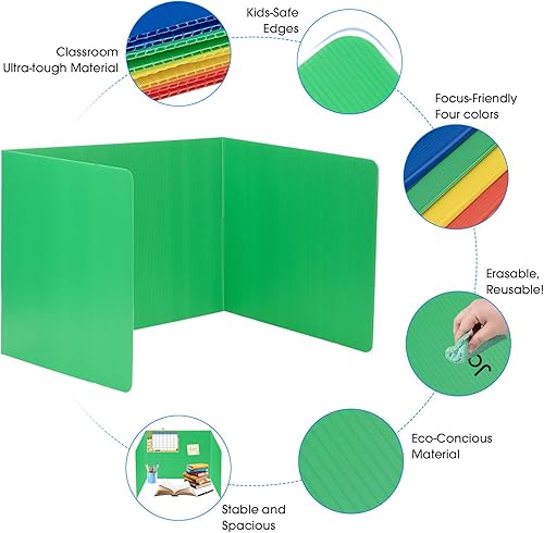 Lot de 16 séparateurs d'intimité en plastique pour les tests des étudiants et protection de la vie privée facile en classe ou école (4 couleurs) - Nail Gallerys