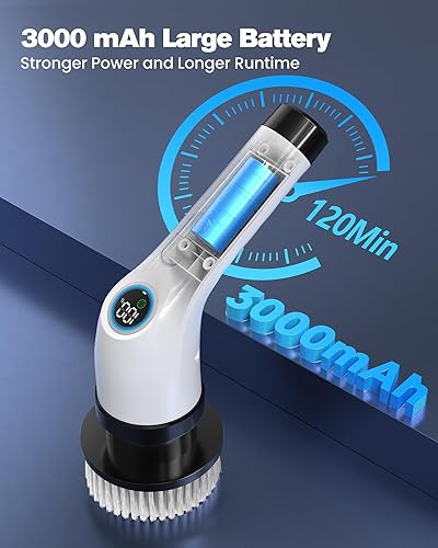 Brosse De Nettoyage Electrique - 3000mhA Brosse Electrique Nettoyage sans Fil Extension Réglable avec 2 Vitesses Réglables - Electric Spin Scrubber pour Salle & Balcon - ROQIOO - Nail Gallerys