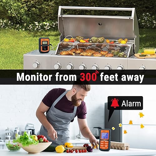 ThermoPro TP07 Thermomètre de Cuisson Numérique Sans Fil et À Distance Thermomètre pour Viande Dinde Grill Four Cuisine Fumoir Barbecue avec Donde, Portée de 90M - Nail Gallerys