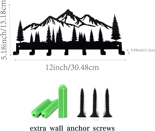 Porte-clés mural en métal avec 7 crochets pour entrée, porte d'entrée, couloir, cuisine, bureau (30,5 cm) - Nail Gallerys