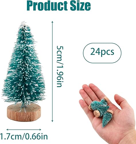 24 Pièces Sapins de Noël Décoration 5cm Mini Sapin de Noël Vert Petit Arbre de Noël Artificiel Bouteille Sapin de Noël avec Base en Bois pour Décoration de Table DIY Miniature Sapin Noël Déco Fête - Nail Gallerys