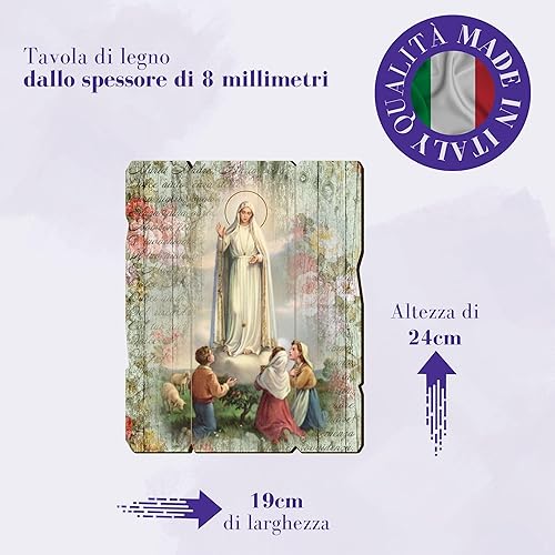 Fratelli Bonella | Tableau en bois sculpté style vintage de la Madone de Fatima 19 x 24 cm | Made in Italy - Nail Gallerys