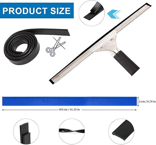 WeddHuis 1 Pièce Caoutchouc de Raclette Découpable, Lèvre en Silicone de Rechange, Caoutchouc Souple pour Raclette Vitre Professionnel, Nettoyage Vitre et Verre (105 cm) - Nail Gallerys