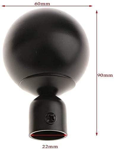 AKAMAS 2pcs Tringle à Rideau décorative avec embouts Boule，Diamètre d'interface: 22 mm en Noir - Nail Gallerys