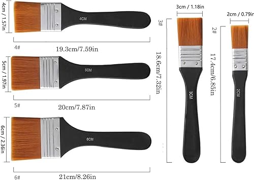 iTYOOS 5 Pièces Pinceaux Pour Peinture Acrylique, D'artiste Haut de Gamme, En Nylon à Poils Plats de Qualité Professionnelle - Nail Gallerys