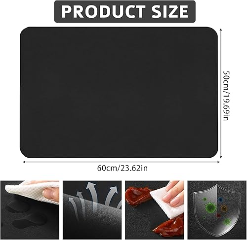 Guyode 60 X 50 cm Tapis Egouttoir Vaisselle Absorbant Avoir Absorption d'eau Séchage Rapide Tapis égouttoir Conception Antidérapante pour Cuisine Table Bar Salle de Bain (Noir) - Nail Gallerys