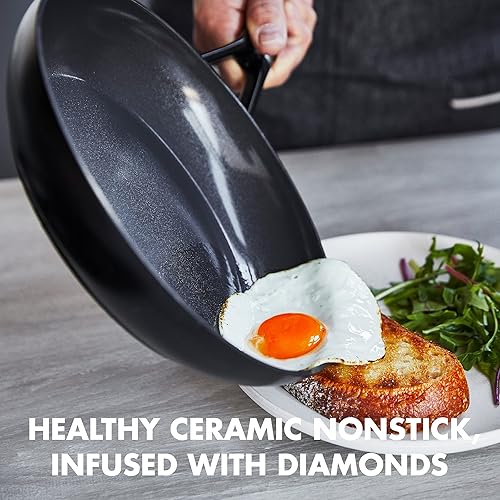 GreenPan SmartShape Poêle à Frire Antiadhésive en Céramique Saine de 24 cm, Sans PFAS, Convient à l'induction, Va au Four, Va au Lave-Vaisselle, Noir - Nail Gallerys