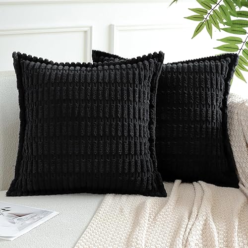 Artscope Lot de 2 Housses de Coussin en Velours Côtelé Rayé Boho Canapé Taie d'oreiller en Velours Douce pour Maison Salon Chambre Decorative Orange 30 x 50 cm - Nail Gallerys