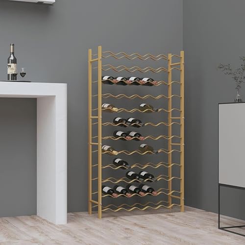 vidaXL Casier à Bouteilles pour 72 Bouteilles Étagère à Vin Casier à Boisson Stockage Rangement Cuisine Maison Intérieur Doré Métal - Nail Gallerys