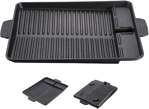 Plaque de grill 14.57x10.24 pouces BBQ Rack Grill Grill Aluminium Grill Aluminium Plaque d'allonge avec poignée pour la cuisinière à gaz de camping, plaque de cuisson électrique, plaquette en fonte, - Nail Gallerys