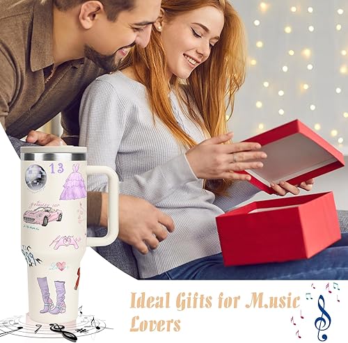 WALLFID Gobelet Isotherme avec Paille de 40 oz,Thermos en Acier Inoxydable avec Poignée et Motif Mignon,Gobelet à Café Réutilisable pour Adolescents et Fans - Nail Gallerys