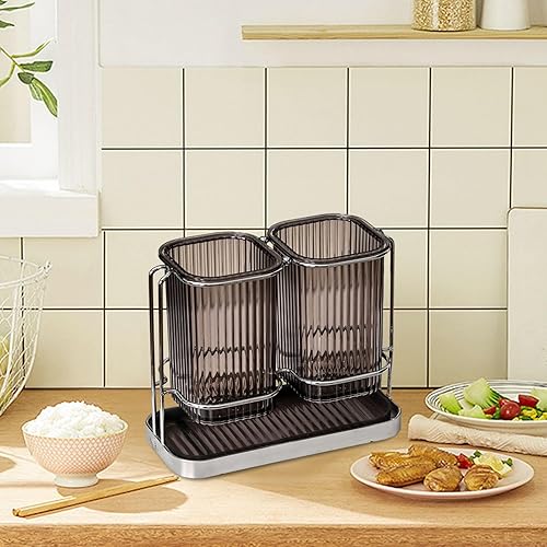 JISADER Egouttoir à Couverts,Porte-Ustensiles de Cuisine,Organisateur d'Ustensiles de Cuisine,Pot à Ustensiles Mural pour Restaurant Comptoir Couverts,19.5x8.5x16cm,sans Perçage,Facile à Sécher - Nail Gallerys