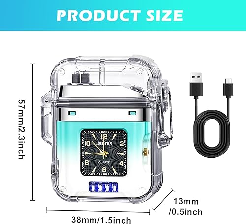 Briquet électronique USB - Briquet plasma - Briquet à arc électrique - Avec fonction d'éclairage LED et horloge - Coupe-vent avec indicateur de batterie - Pour cuisine, cheminée, bougies - Nail Gallerys