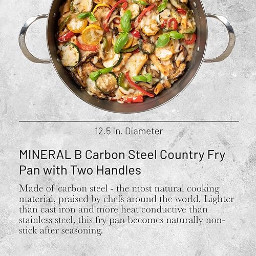 De Buyer - Poêle paysanne en tôle d'acier MINERAL B à deux anses - 32 cm - Fabriquée en France, Sans PFAS, Anti Adhérence Naturelle, Finition à la Cire d'Abeille, Tous Feux + Flash Four - Nail Gallerys