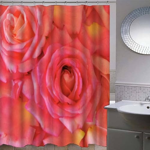 AKATIE Rideau de Douche 120x180 Enfant Anti Moisissure Rideau de Douche Lotus Feuilles Vertes Imperméable Polyester 3D Imprimé Lotus Rose en Fleurs Rideaux Baignoire avec 12 Crochets - Nail Gallerys