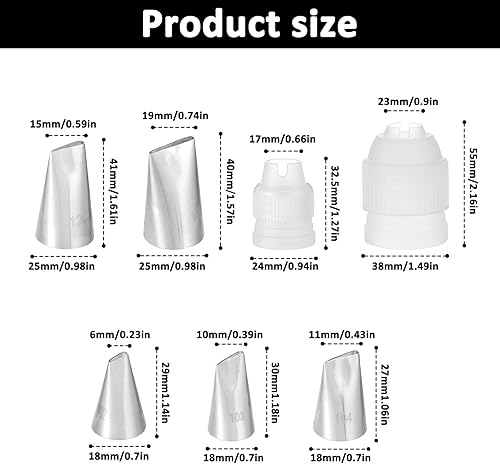 Lot de 102, 103, 104s, 104s, 104, 107 douilles à douille en forme de pétales de fleurs en acier inoxydable pour décoration de petites roses, pétales, volants, nœuds - Nail Gallerys