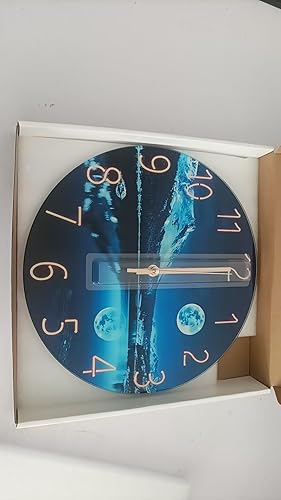 Constantplanet Horloges murales Bleues Modernes pour décoration de Salon, Horloge Murale en Verre à Piles, 35,6 cm, Horloge Murale analogique silencieuse, sans tic-tac - Nail Gallerys