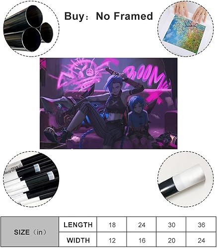 SPERKY League of Legends - Bataille des villes jumelles Arcane Jinx - Poster sur toile - Décoration murale pour salon, chambre à coucher - Style sans cadre - 30 x 45 cm - Nail Gallerys