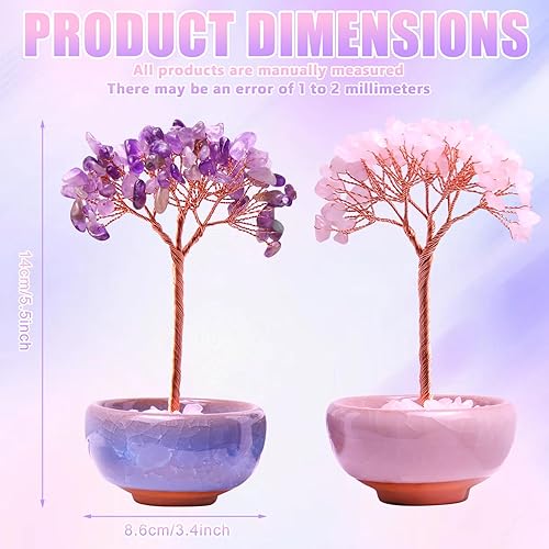 Lot de 2 pierres chakra Feng Shui - Pierres de guérison Feng Shui - Arbre en cristal - Arbre Feng Shui - Pierres précieuses de guérison - Arbre de vie - Nail Gallerys