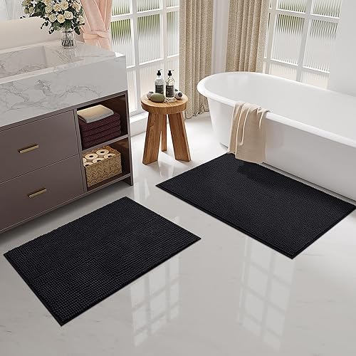 OLANLY Tapis de bain en chenille - Antidérapant - Doux - Absorbant - Lavable - Pour salle de bain - 40 x 60 cm - Blanc - Nail Gallerys
