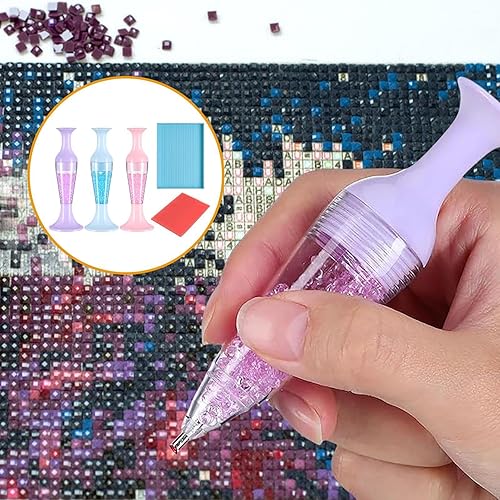 Kit de stylos de peinture diamant | 3 stylos de peinture diamant rechargeables | Distributeur automatique de perles d'art diamant avec plateau à pierres et argile à colle - Nail Gallerys
